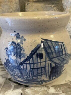 Paul Storie Pottery Open Sugar Crock Bowl Blue Barn Marshall, TX